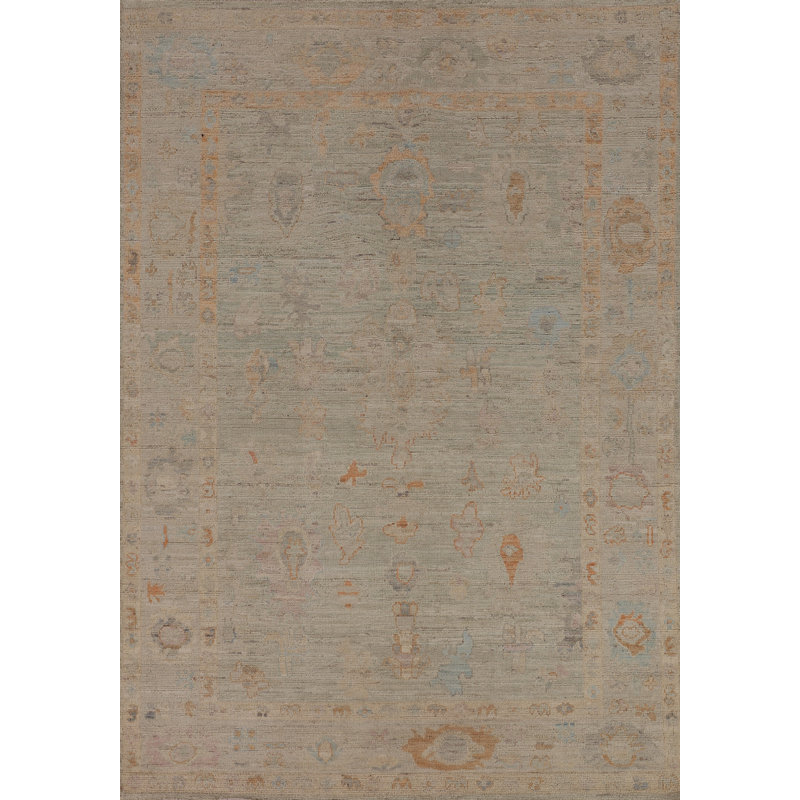 Earth Tone Oushak Vegetable Dye Accent Rug 5