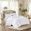 Ensemble de courtepointe réversible en microfibre 4 pièces avec coussin décoratif blanc-122118863