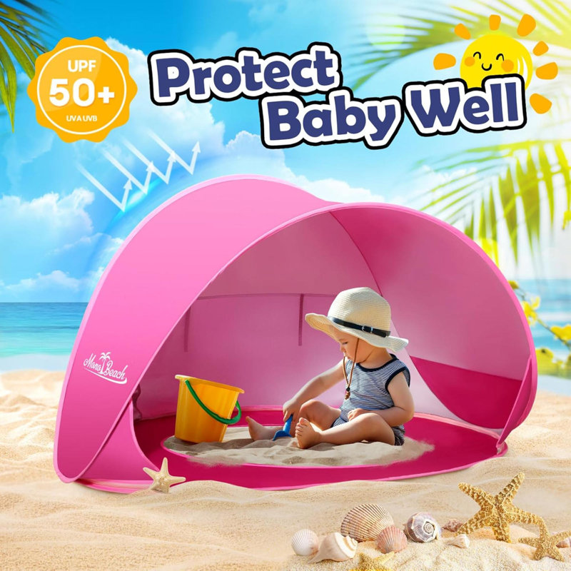 Abri de soleil portatif avec protection contre les rayons UV pour bébé avec abri facile à installer, Rose