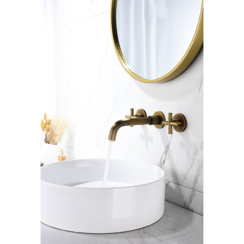 Robinet de lavabo de salle de bain mural en bronze - Laiton massif avec propriétés de rouille et de corrosion pour une protection durable à 7 couches