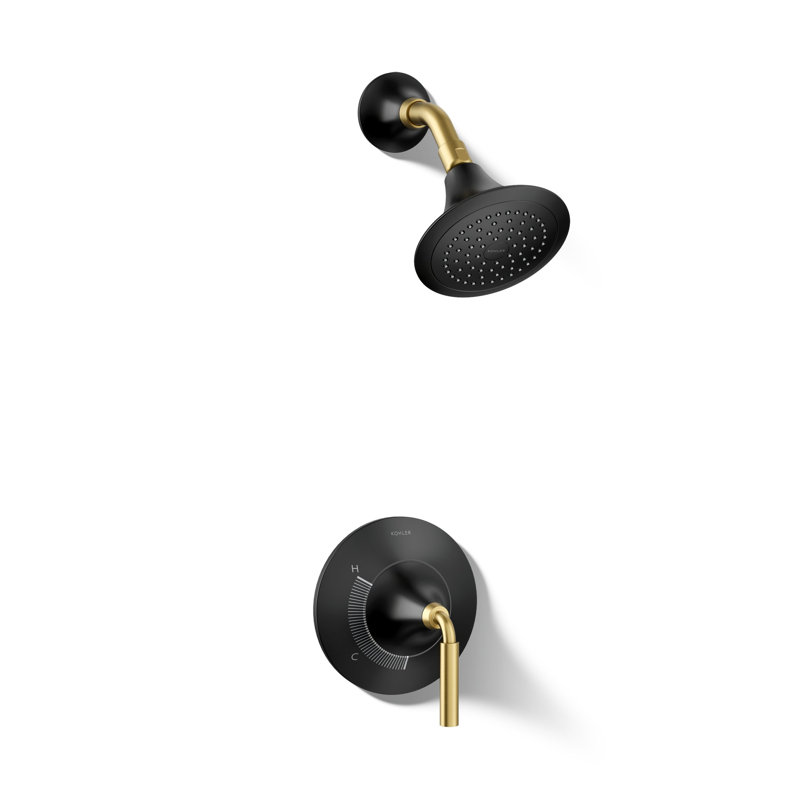 Tone Pressure-Balancing Shower Faucet Trim, Matte Black/Moderne Brass