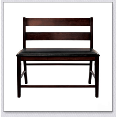 Banc à hauteur de comptoir en bois de style transitionnel avec siège rembourré en similicuir, mobilier de salle à manger classique et durable
