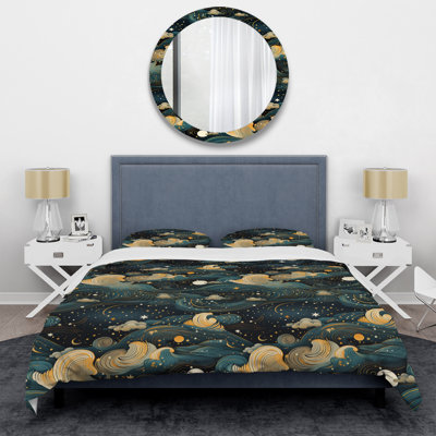 Celestial Dreams Galaxy Pattern X - Geometric Duvet Cover Set