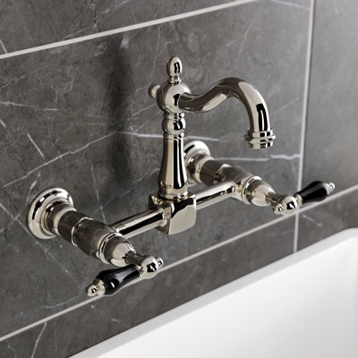 Kingston Brass Duchess Double-Handle 2-Hole Wall-Mount Bridge Kitchen Faucet