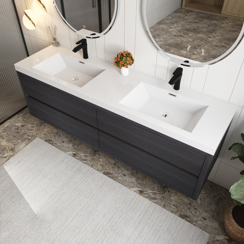 Meuble-lavabo mural 72 po avec lavabo, Espresso