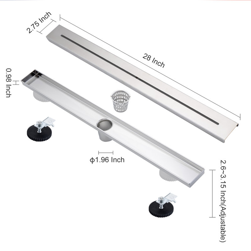 Grille linéaire de 28 po de largeur, Nickel brossé