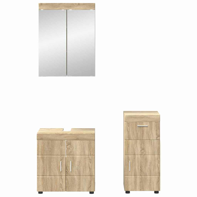 Vanity & Mirror Set, Light Wood