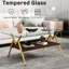 Table basse en verre trempé avec pieds en métal pour un plateau transparent élégant et des pieds solides