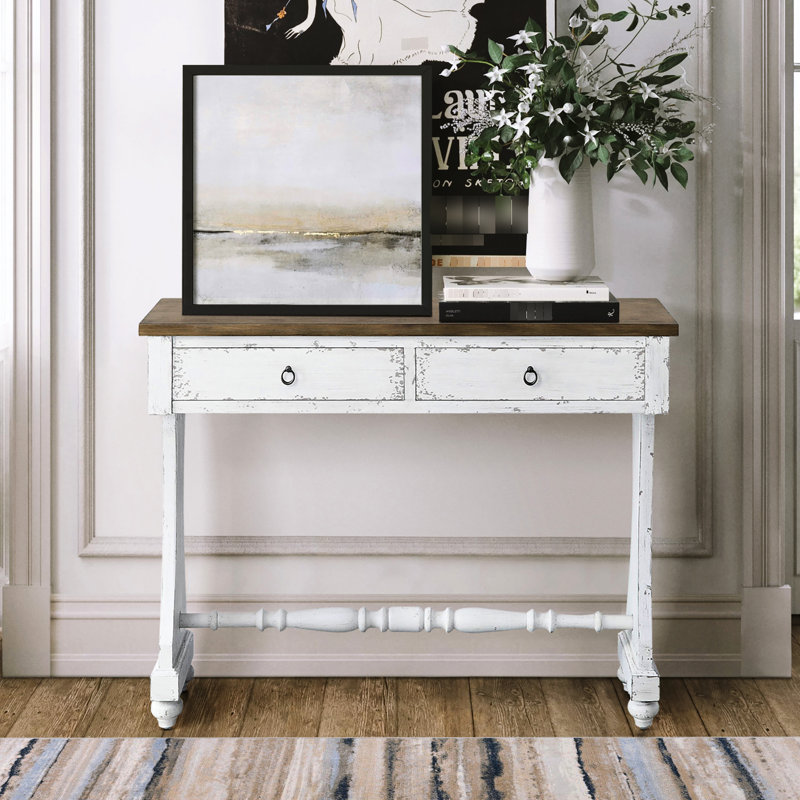 Console blanc antique - Deux tiroirs spacieux pour les clés et les portefeuilles