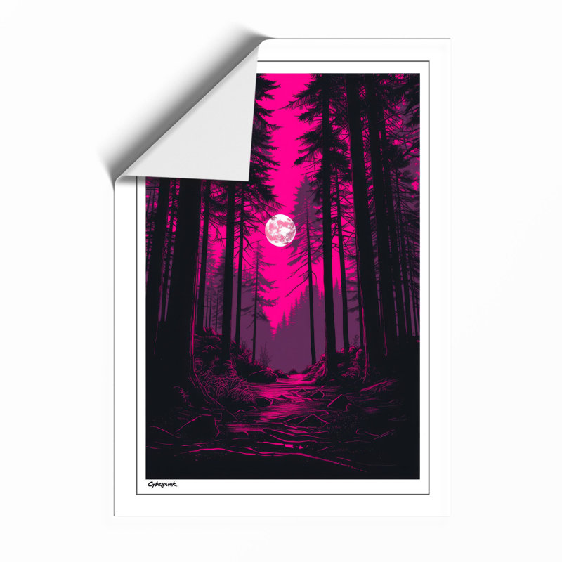 Path To Magenta Moon Japandi - Print, Unframed, A3 - 42.0 x 29.7 cm