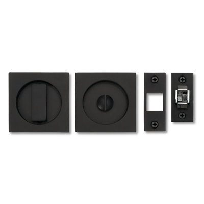 Square Pocket Door Privacy Set with Finger Edge Pull