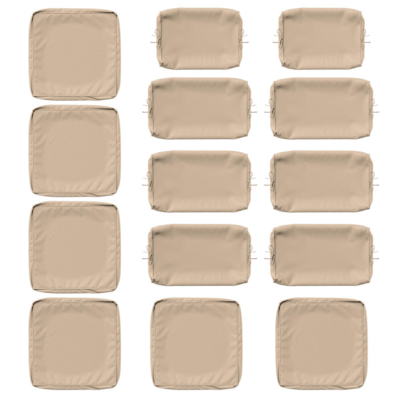 14-Piece Outdoor 4'' Cushion Cover Set, Only Covers, Sand