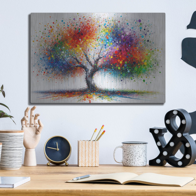 «Vibrant Tree» par Rey Klimt, art mural en métal, H 12 po x l 16 po