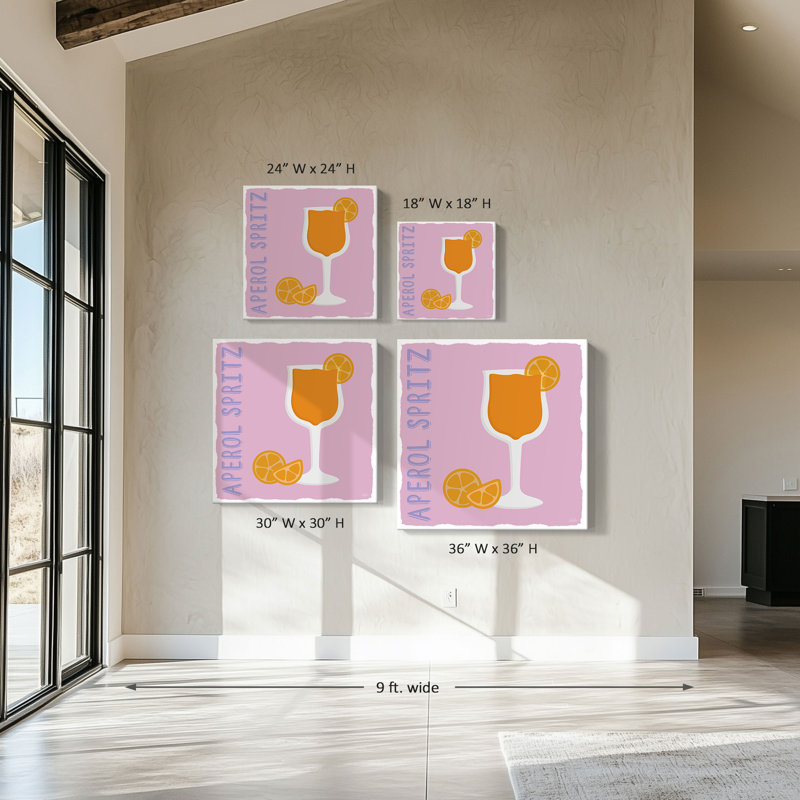 "Pop Aperol" par Natalie Carpentieri, reproduction sur toile, H 18 po x l 18 po x P 1 po