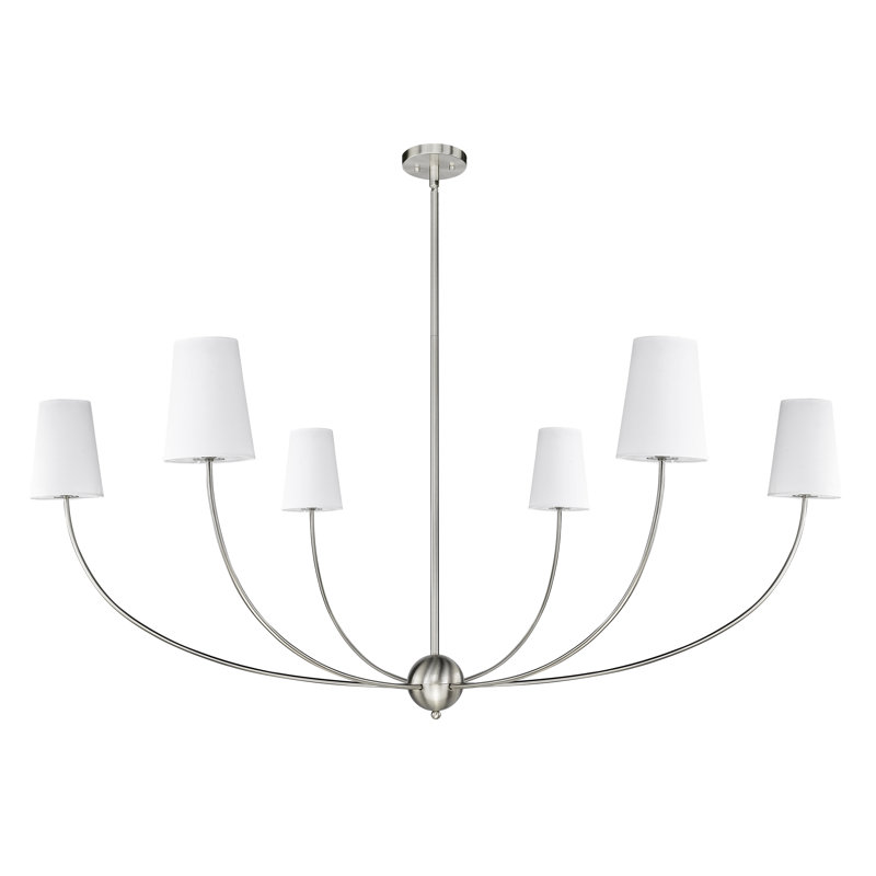 Lustre classique à 6 lumières avec abat-jour Caral, Nickel brossé, H 25,75 po x l 62 po x P 62 po, 6