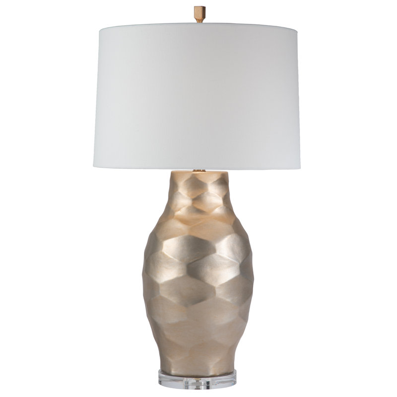Bethany Table Lamp, White, Silver Blanche