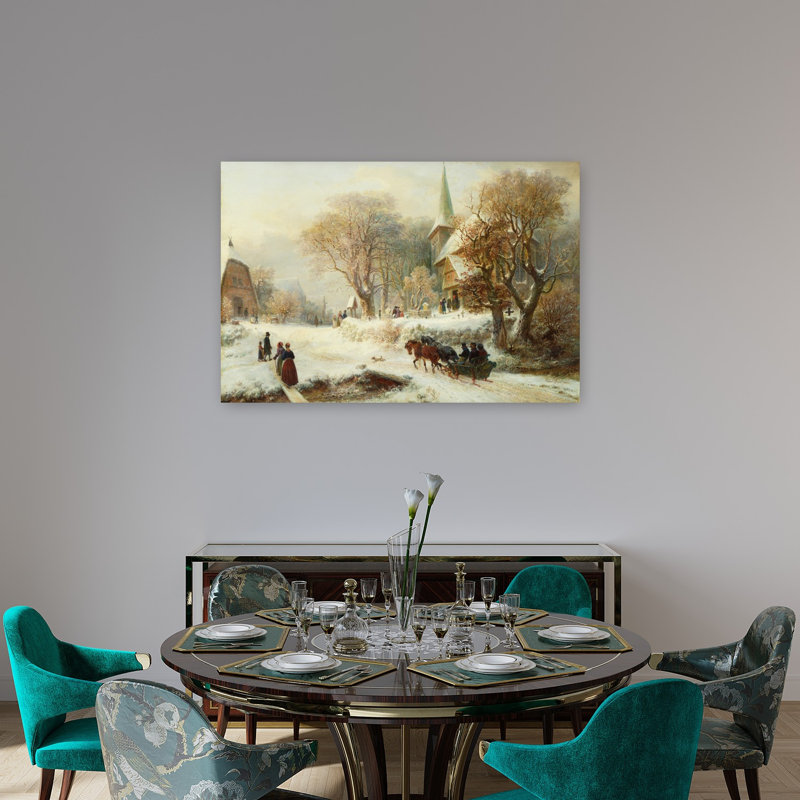 «Going To Church», impression d'art contemporain abstrait arbre de paysage de cheval, 32" H x 48" W