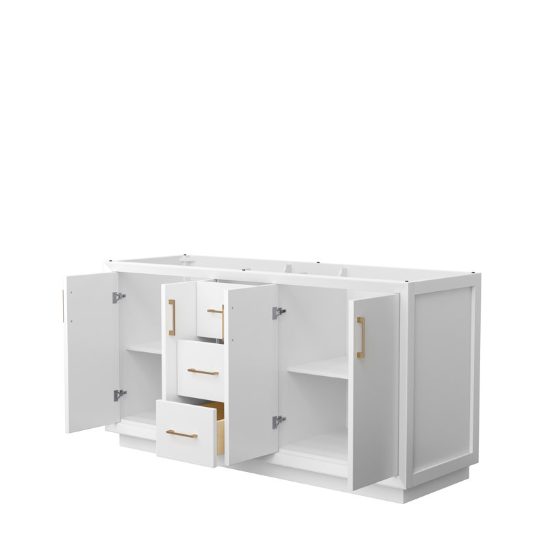Base de meuble-lavabo double 65,25 po Strada seulement, Blanc / brun
