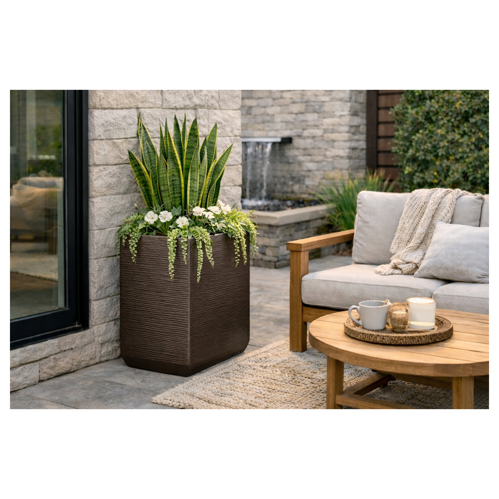 Lightweight Metropolitan Tall Square, 26" H x 17" W x 17" D, Brown