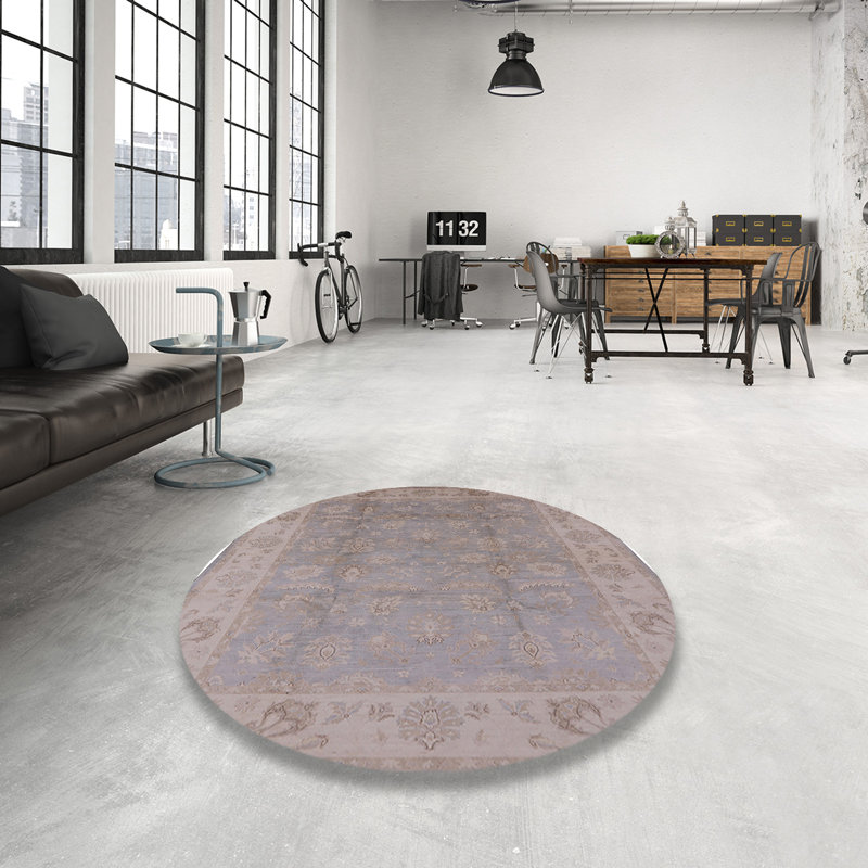 Tapis oriental brun / bleu Chenango, Rond 4 pi