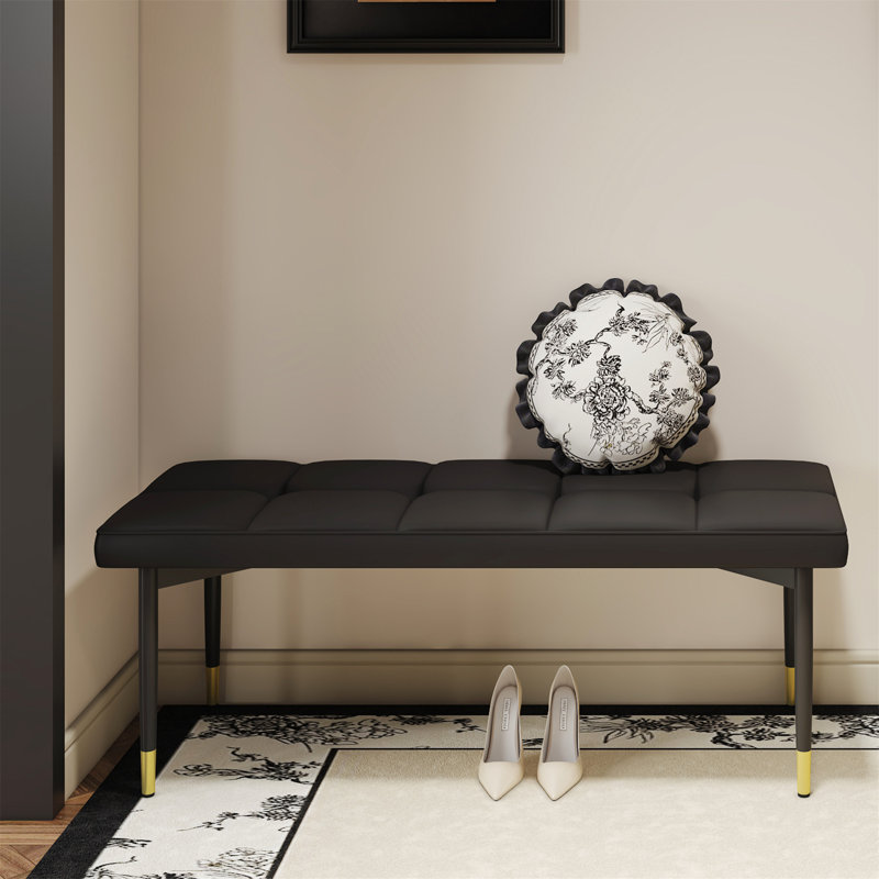 Modern Bench with Tufted Cushionon,Space-Saving Solution for Apartments, 18" H x 47" W x 16" D