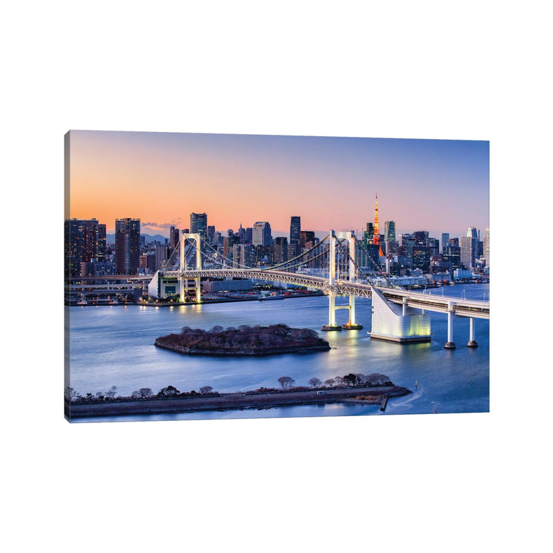 Rainbow Bridge in Odaiba, Tokyo, Japan 1 Piece Wrapped Canvas Wall Art, 20.32 cm H x 30.48 cm W