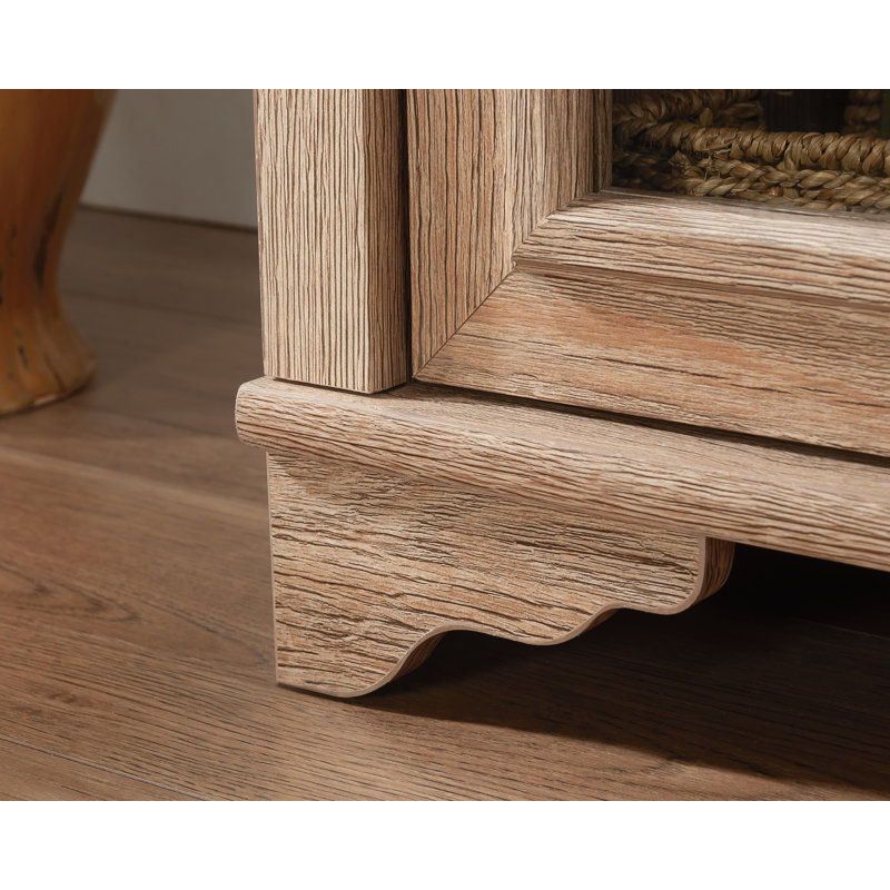 Brushed Oak Adjustable Library Cabinet with Glass Doors
