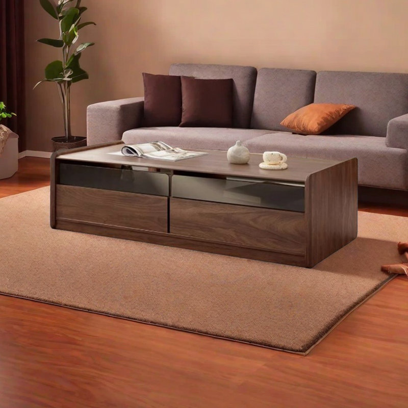 Solid wood tea table with minimalist design, 15.74" H x 51.18" L x 21.65" W