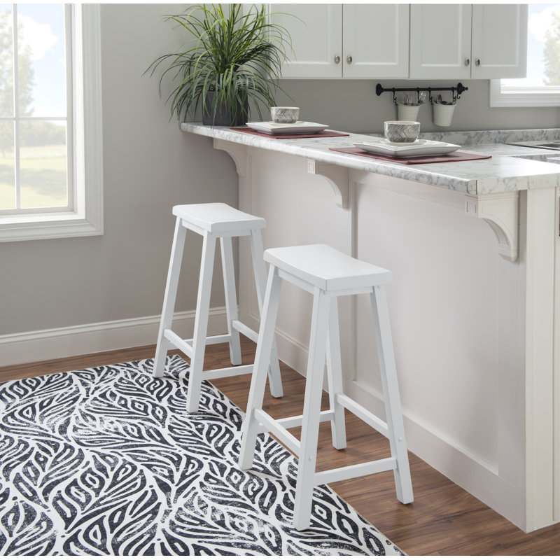 Forsyth Solid Wood Counter & Bar Stool, Counter Stool (24" Seat Height), Pure White