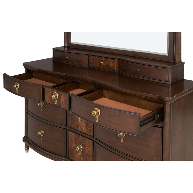 1pc Commode transitionnelle boutons ronds pattes dorées meubles de chambre à coucher cerisier foncé anti-poussière