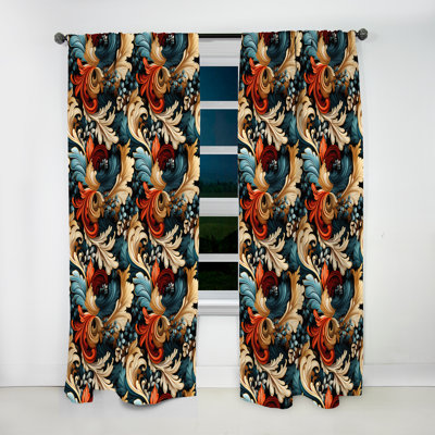 Rideau en velours glamour avec motif cachemire et trésors de culture - 1 panneau
