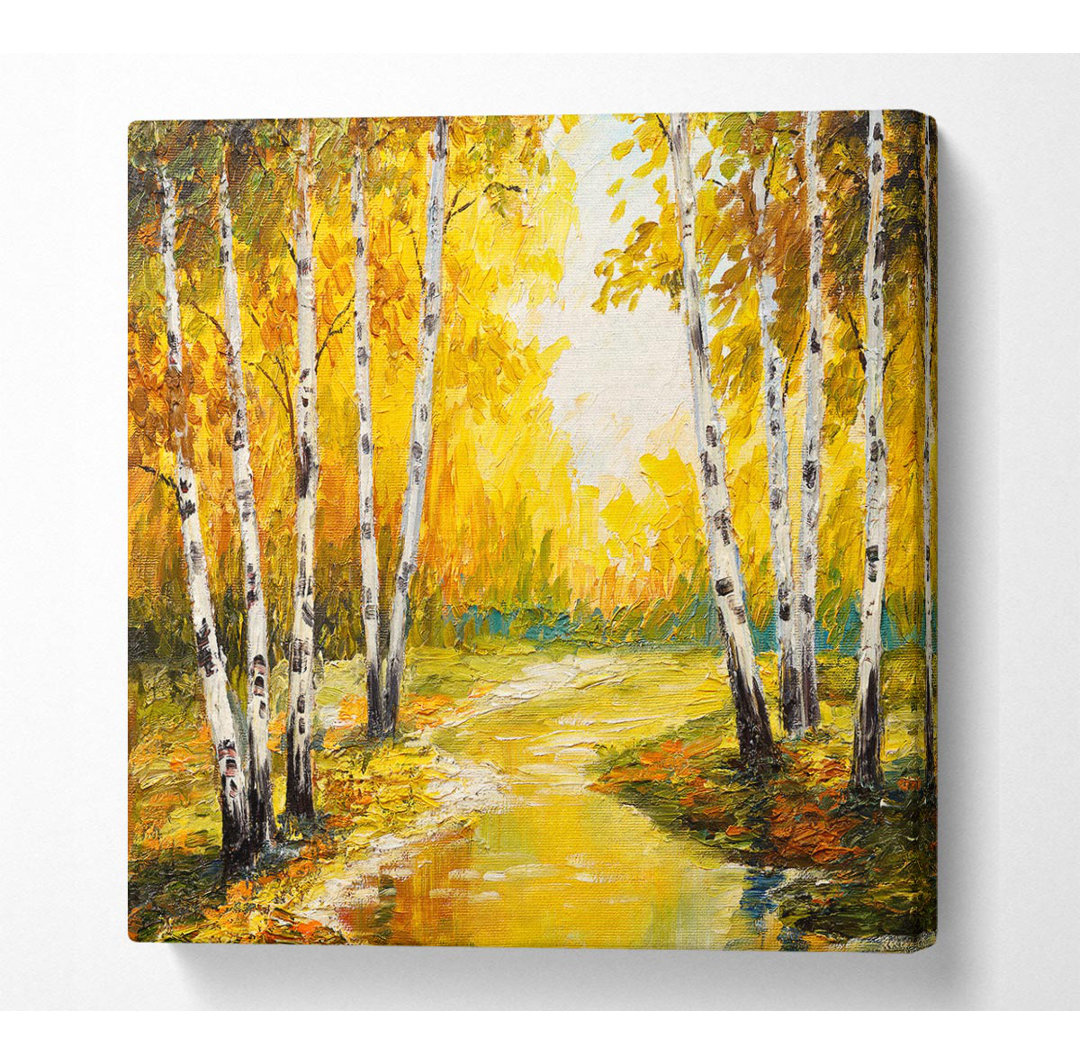 Yellow Silver Birch Walk - Kunstdrucke auf Leinwand