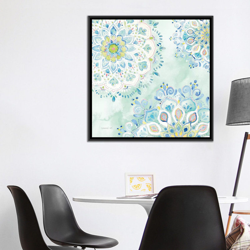 « jaipur iii », impression sur toile, H 37 po x l 37 po x P 1,5 po, Toile avec cadre noir, Pas de tapis