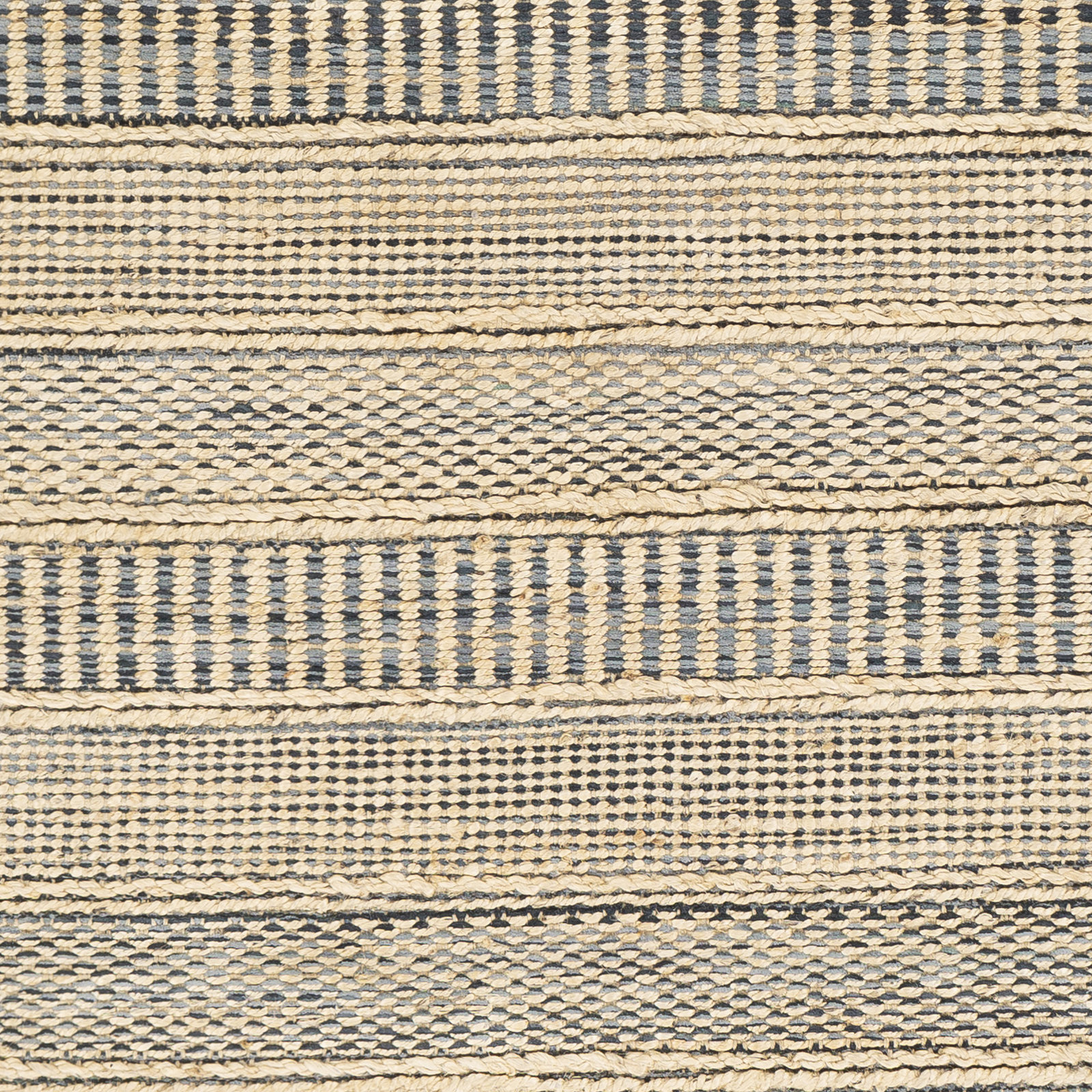 Mulaney Denim Cream Hand-Woven Geometric Jute Rug, Rectangle 2' x 3'