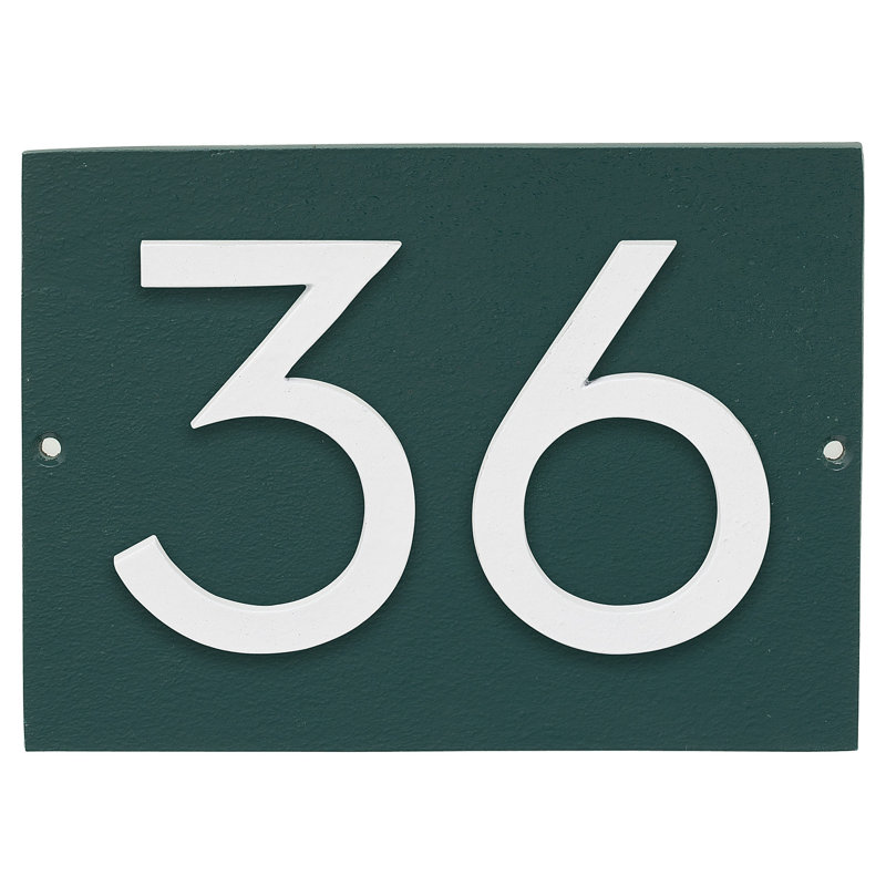 Floating 1-Line Wall Address Plaque, Hunter Green, White, Yes