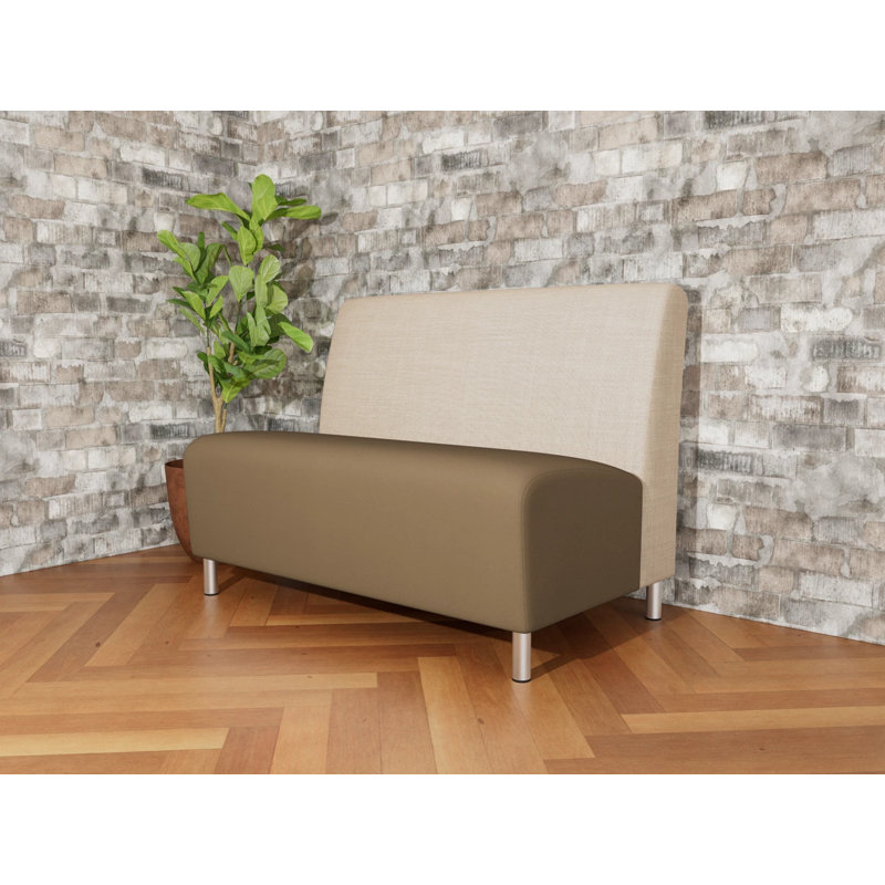 Causeuse sans accoudoirs Ravenna, Acier brossé, Chambray calcaire / Patriot Plus taupe