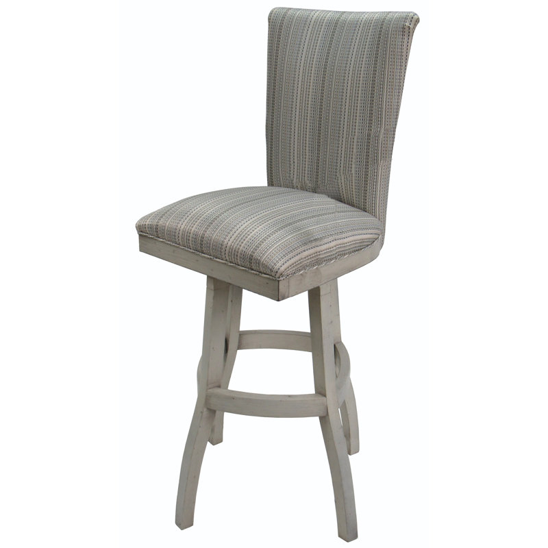 Irminger Swivel Upholstered Counter Stool with Solid Wood Frame, 34", Reclaimed Estate