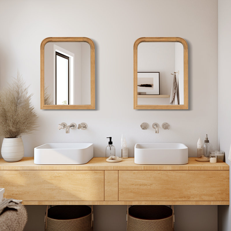 Ancell Solid Wood Mirror, 24" x 18", Natural Wood