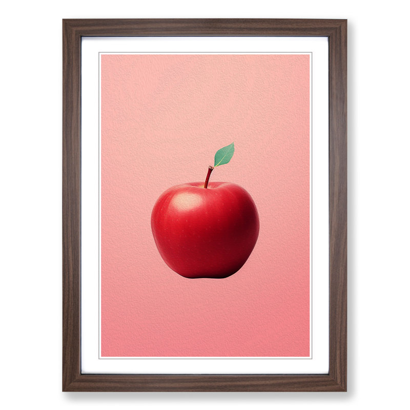Apple Minimalism Art - Framed Print, 64cm H x 46cm W, Walnut Framed