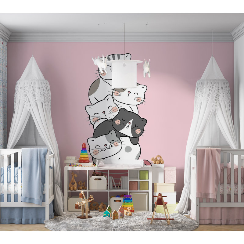 Papier peint de qualité supérieure - Pile de chats mignons, L 96 po x l 120 po