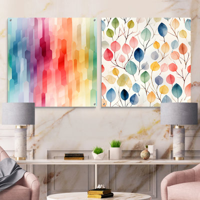 Daandre - Ensemble de 2 peintures murales abstraites en acrylique
