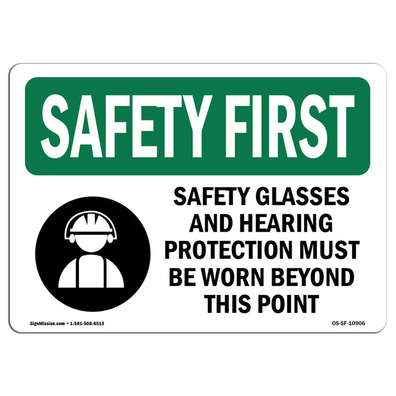 Lunettes de protection et panneau de protection auditive, H 12 po x l 18 po x P 0,1 po