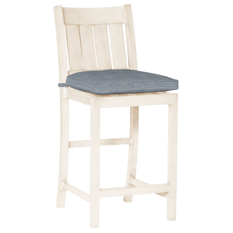 Club 24" Patio Bar Stool with Cushion, Rollo Chambray, No Welt, Oyster