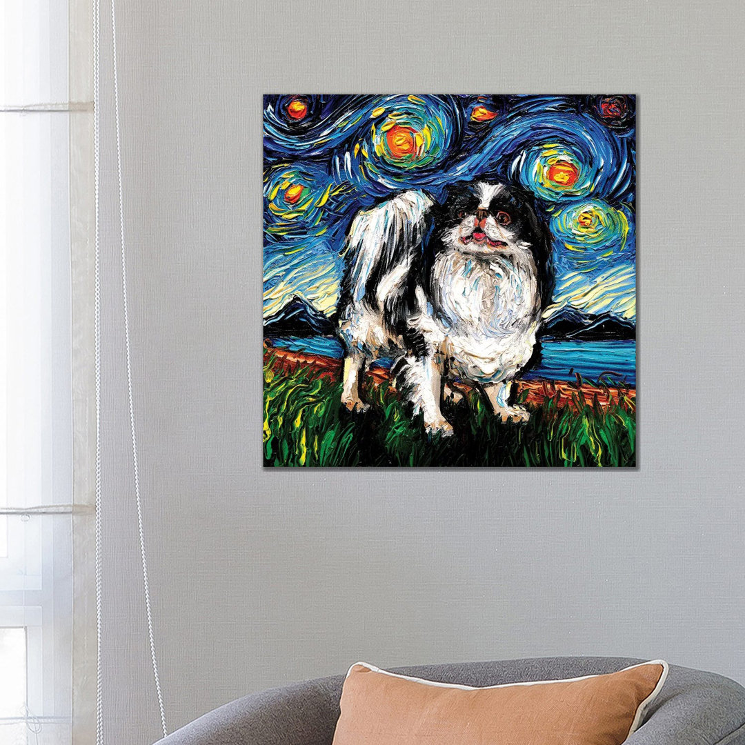 Japanese Chin Night by Aja Trier - Wrapped Canvas Art Prints