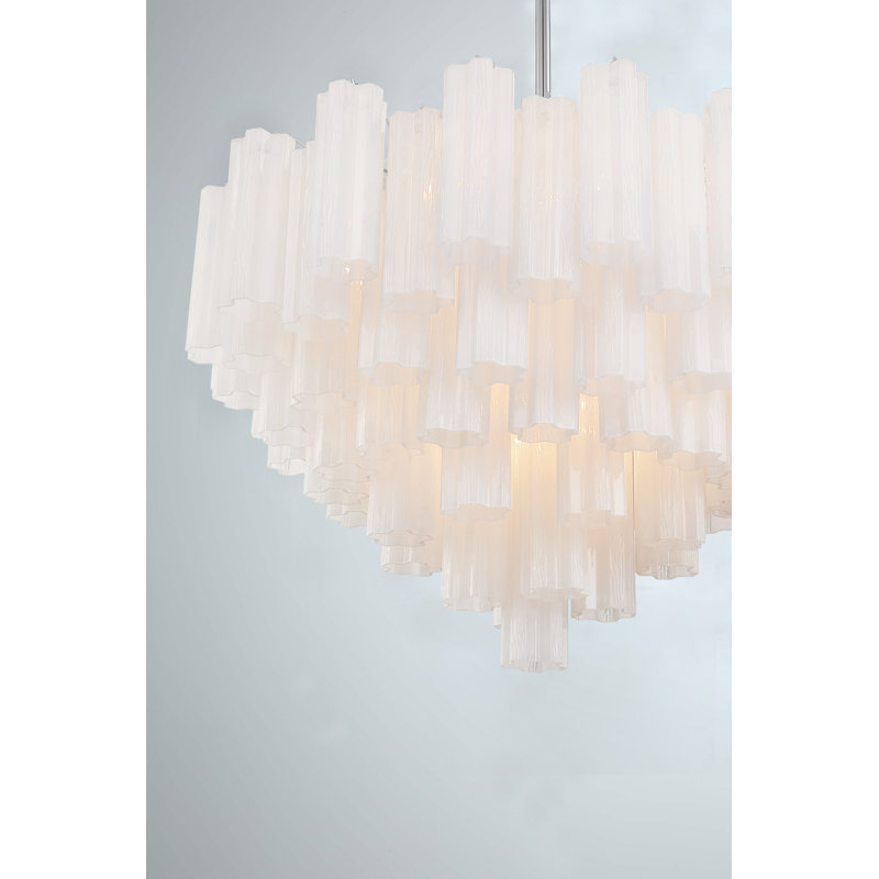 Lustre Clela, Blanc, Chrome poli, H 21,5 po x l 32 po x P 32 po