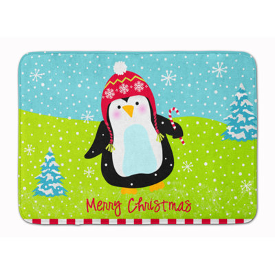 Tapis pour salle de bain en mousse mémoire joyeux christmas pingouin
