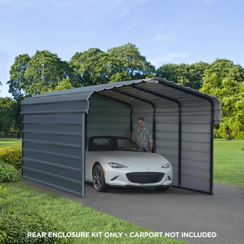 12X7 Rear Wall Kit For Steel Carport, Gray, 102" H x 146" W x 0.88" D