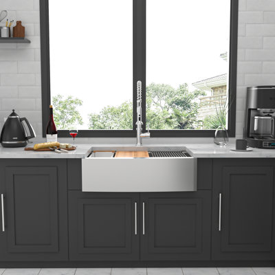 Farmhouse Sink Workstation - 36*22*10 Inch Kitchen Sink Stainless Steel 16 gauge Apron Front Kitchen Sink