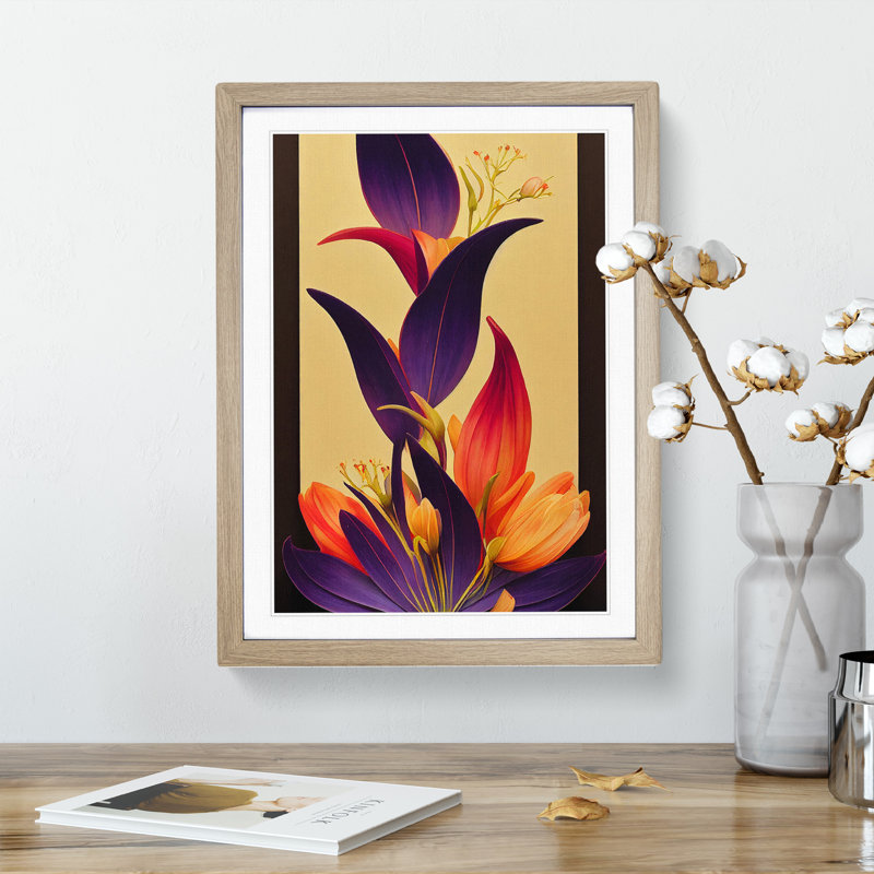 XV1022-4532X The Extravagant Flowers 1 Piece Single Picture Frame Wall Art, 34cm H x 25cm W x 2cm D, Oak