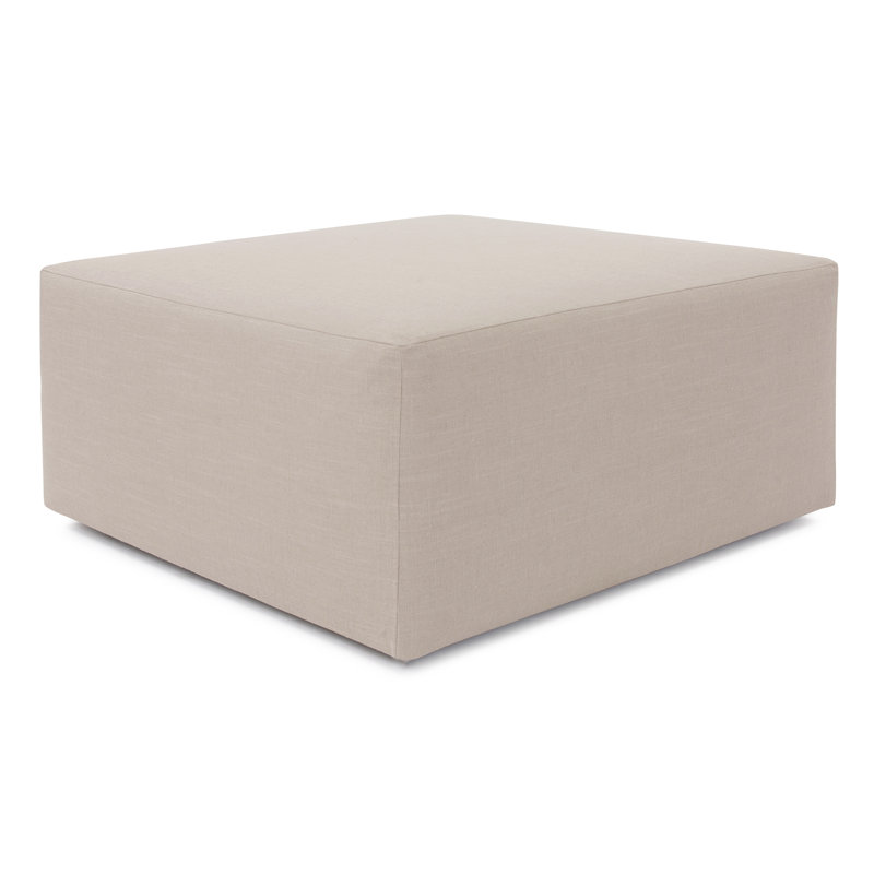 Averey Upholstered Pouf, Beige Linen